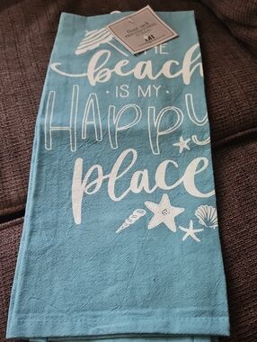 DII Flour Sack Printed Cotton Tea Towel The Beach Is My Happy Place